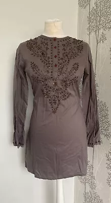 Melissa Odabash 100% Cotton Brown Sequin Beach Coverup Dress Kaftan Size Small • $31.07