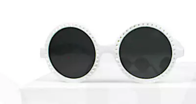 # 80s Elton John White Diamonte Sunglasses Round Rim Gems Party Glasses • $5.99