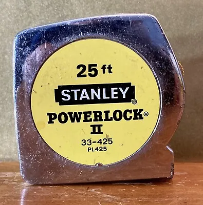 Vintage Stanley Powerlock  II 25’ Tape Measure #33-425 USA Made Yellow Tape • $11.95