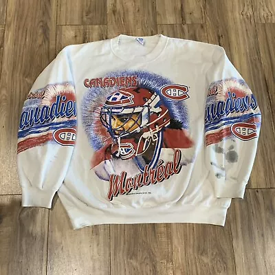 Vintage Bulletin Athletic Montreal Canadiens All Over Print Sweatshirt Men’s XL • $60