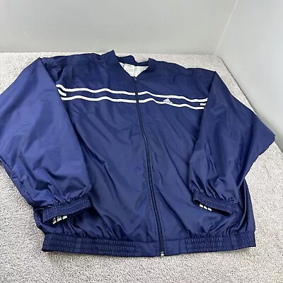 Vintage Adidas Lined Windbreaker Full Zip  Jacket Mens XL Navy Blue Athletic • $19.95