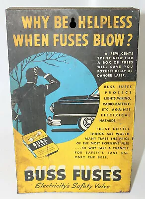 Vintage 1950's Buss Fuse Countertop Display  Why Be Helpless When Fuses Blow?  • $79.99