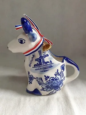 *TS HOLLAND* Handpainted Delft Blue Creamer Cow Milk Jug • £7