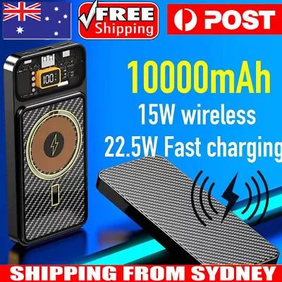 Magnetic 10000 MAh 22.5W Wireless Portable Charger Power Bank For IPhone Samsung • $29.89