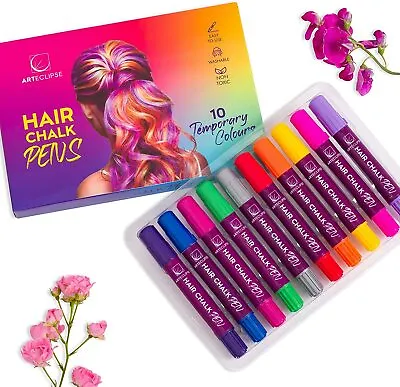 ARTECLIPSE Hair Chalk For Kids - 10 Pens Temporary Non-Toxic Easy Washable Hair  • £9.99