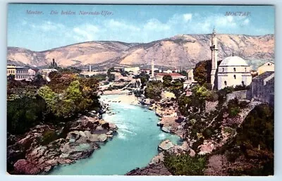 MOSTAR The Two Narenta Banks-Bosnia And Herzegovina Postcard • $7.98