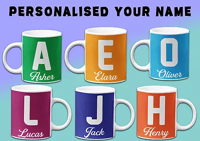 Personalised Custom Printed Your Name Mug Initial Coffee Tea Breakfast Gifts • £8.99