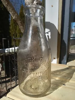 Antique Warwick Dairy T.O. Smith's Sons One Quart Milk Bottle From New York City • $35