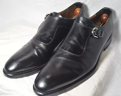 Harry Rosen Italian Black Monk Strap Shoes EU44 US 11 Excellent High End Loafer • $145