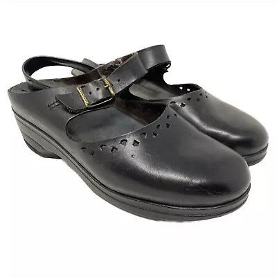 Mephisto Shoes 40 Black Leather Wedge Clogs  Mary Janes US Size 10 • $24