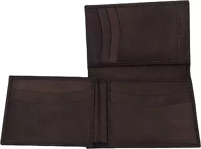 Mens Cowhide Leather L Fold Card & ID Unique Shape Bifold Wallet (Brown) • $43.60
