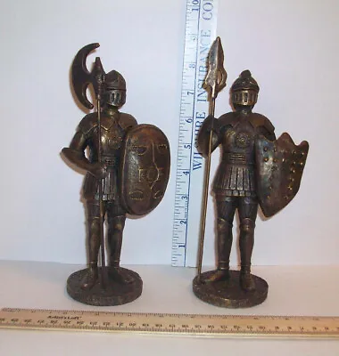Medieval Knights In Armor W/Shields 7.75” Hard Plastic VTG Mantle Shelf Figures • $17.05
