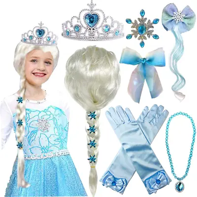 Princess Elsa Wig Frozen Elsa Braid With Princess Tiara Necklace Gloves Princess • $31.49