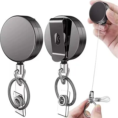 2PCS Retractable Key Tool Reel Holder Steel Clip Chain Belt Heavy Duty Split USA • $8.99