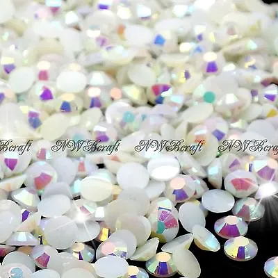 White AB 1000pcs Rhinestone Beads Flat Back Nail Art Craft Gems • £1.79