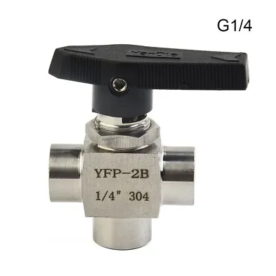 Compact Structure Ball Valve 3 Way Valve For Water 304 Stainless Steel G1/8 G3/8 • £9.06