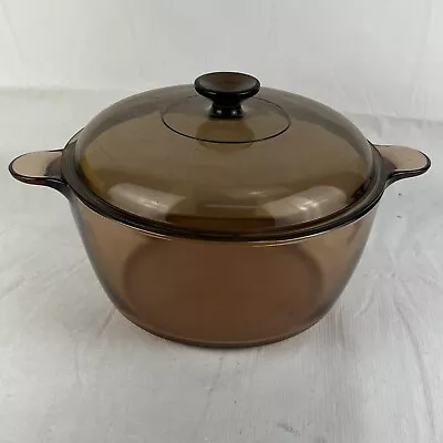 Corning Ware Visions Amber Glass Cookware 4.5L 5Qt Dutch Oven Stock Pot W/ Lid • $43.26