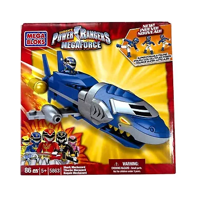 MEGA BLOKS Power Rangers Shark Mechazord 5863 86 Pc Collectible Blue Ranger NIB • $39.95