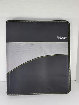 Mead 5 Star Trapper Keeper Black Grey 3 Ring Binder With Zipper EUC • $10.97