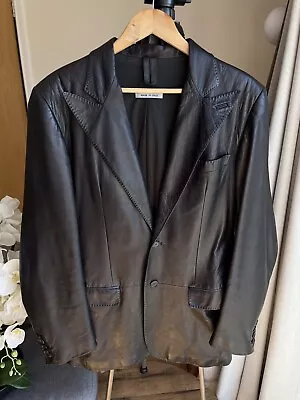 Vintage YVES SAINT LAURENT YSL RIVE GAUCHE Men's Leather Jacket Size 50 Black  • £260