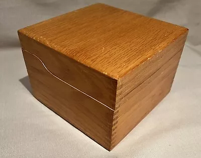 OFFICE DESK OAK CARD INDEX FILING RECIPE DOVETAIL Wood  BOX 4-1/4”X 6”X 6” • $14.95