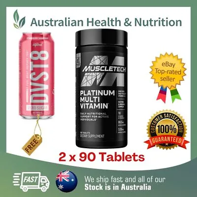 2 X MUSCLETECH PLATINUM MULTI VITAMIN 90 TABLETS + FREE SHIPPING & DVST8 CAN • $63.95