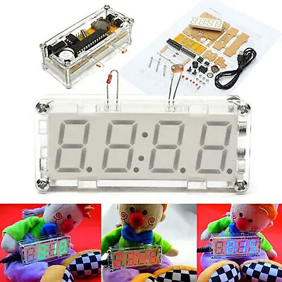 DIY Kit Blue LED Electronic Clock Microcontroller Digital Clock Time Thermometer • $5.17