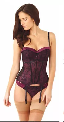 £37.38 • Buy Masquerade Antoinette Basque By Panache - Black/Ruby