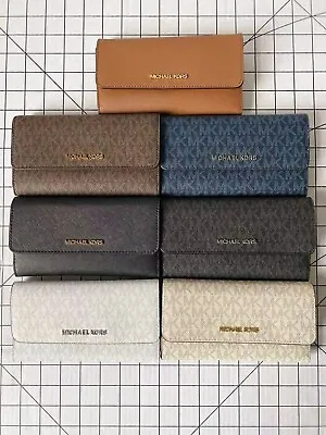 Michael Kors Jet Set Travel Women Large Trifold Wallet Signature MK • $69.90