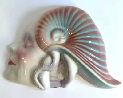 Will Herrera Wall Art Sculpture Conch Shell W/ Ladies Face Handpainted 1981￼ • $124
