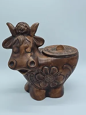 Vintage Treasure Craft Cow Cookie Jar - Brown Made In USA Aprox 11  X 11  X 6  • $32.90