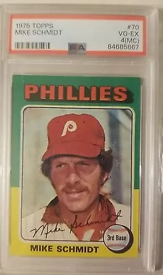 1975 Topps Baseball - #70 Mike Schmidt - Philadelphia Phillies - PSA 4 • $20
