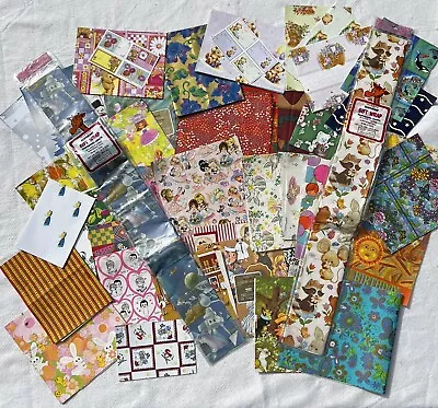 Vtg Lot 1960s-80s Gift Wrap Paper Sheets Remnants Bundle Crafts Scrapbook +3 Lbs • $25.99