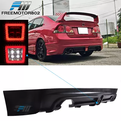 Fits 06-11 Honda Civic 4DR Mugen RR Rear Bumper Diffuser Smoke 3rd Brake Light • $229.99