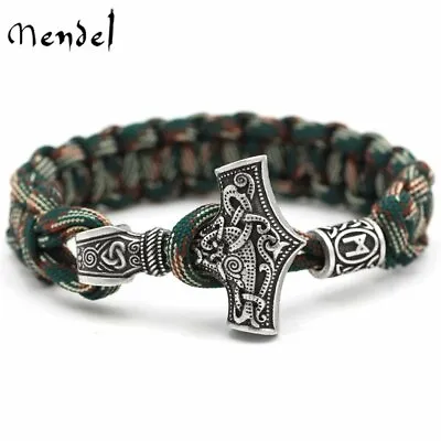 MENDEL 7 Inch Mens Nordic Norse Viking Thors Mjolnir Hammer Cuff Bracelet Men • $15.99