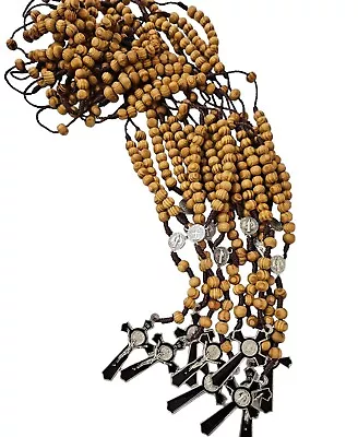 12 X Wholesale Saint Benedict Wooden Rosary Prayer Beads Men Jerusalem Memorial • $16.99