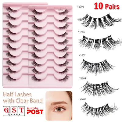 UP30Pair Half Eyelashes Natural Cat Eye Half Lashes False Eyelashes W/Clear Band • $12.23