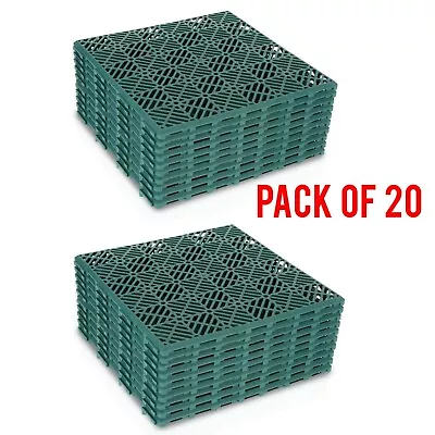 20 Pk Interlocking Click Plastic Garden Deck Tiles Path Floor Lawn Paving Patio • £27.98