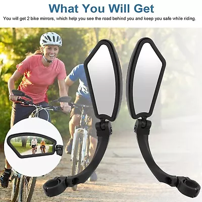 1Pair Bicycle Rear View Mirror 360° Rotation Adjustable HD Anti-Shock Glass Lens • $12.38