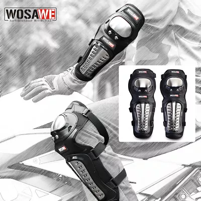 Motocross Knee Brace Motorcycle Elbow Knee Pads Set Stainless Steel Racing Gear • $25.99