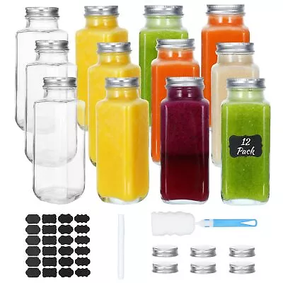 8 OZ Juice Bottles 12 Pack Glass Bottles With Lids Shot Bottles With Caps - • $29.21