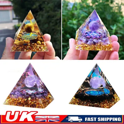 Crystal Orgonite Pyramid Amethyst Healing Chakra Energy Orgone Generator Gift • £8.29