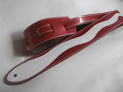 $42.97 • Buy Unique Leather  Red With White Eel Guitar/bass Strap