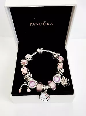 Pandora Mickey Mouse Bracelet With 925 Silver Hello Kitty Charms (19cm/7.5 ) • $117.93