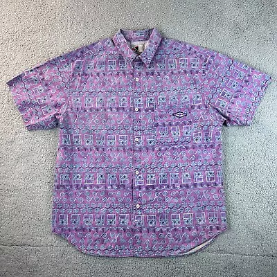 Vintage Gotcha Button Down Shirt Mens XL Purple Java Surfer Funky 80s 90s • $18.12