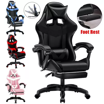 Gaming Chair Adjustable Ergonomic Gamer Home Office Computer Desk Chair Footrest • £69.99