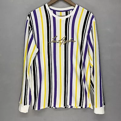 Vox Populi Mens Graphic Striped Long Sleeve Los Angeles Crew Neck T-Shirt M • $4.50