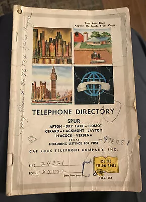 Antique Vintage Phone Book Spur Texas 1966-1967 • $20