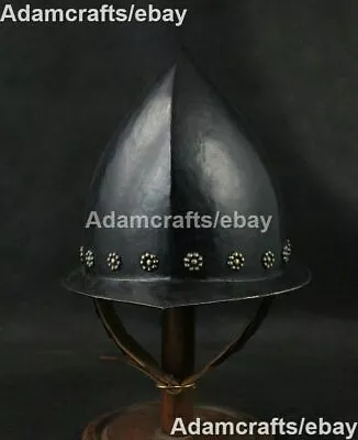 Medieval Knight Cabasset Spanish Helmet Larp 18G Steel Hammered Halloween HTT12 • $135.94