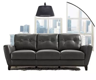 Natuzzi Group Mills Real Genuine Grey Leather 3 Seater Sofa Stunning Modern • £1499